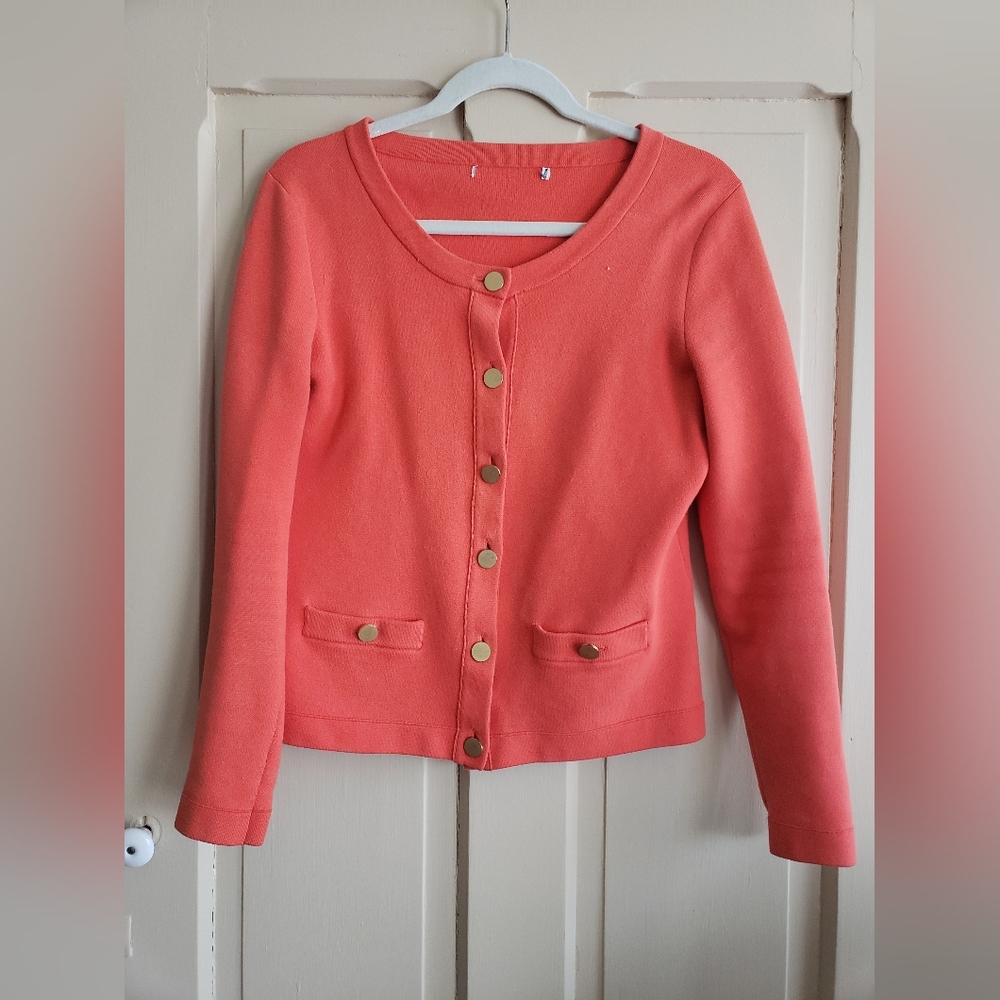 Ann Taylor orange sweater jacket, Size Small